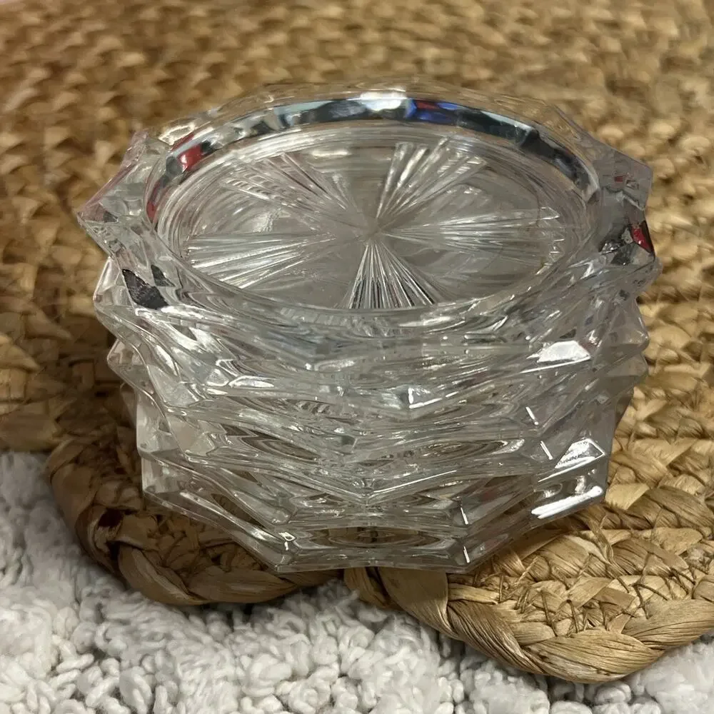 Vintage Set of 6 Glass Coasters Reins France Sunburst Decagon Pattern Art Deco